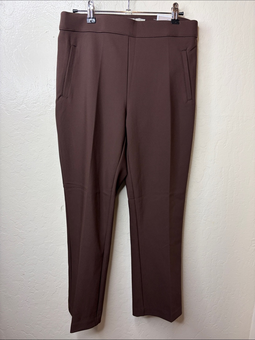 Cropped Brown Pull-On kick flare trouser pants